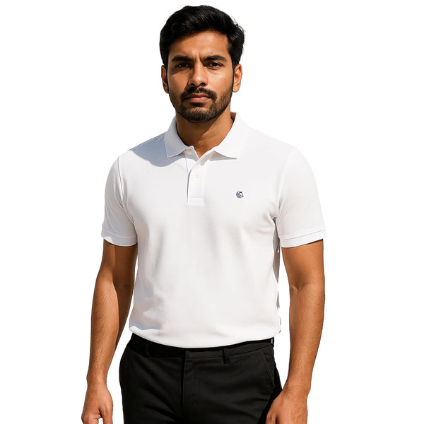Men's Regular Fit Interlock Polo Shirt-WHITE
