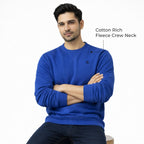 Men’s Solid Fleece Crew Neck Sweatshirt- OLYMPIAN BLUE
