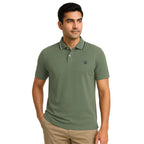 Men's Cotton Polyester Regular Fit Interlock Polo Shirt-OLIVE MELANGE
