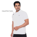 Men’s Cotton Regular Fit Pique Polo Neck T Shirt-WHITE