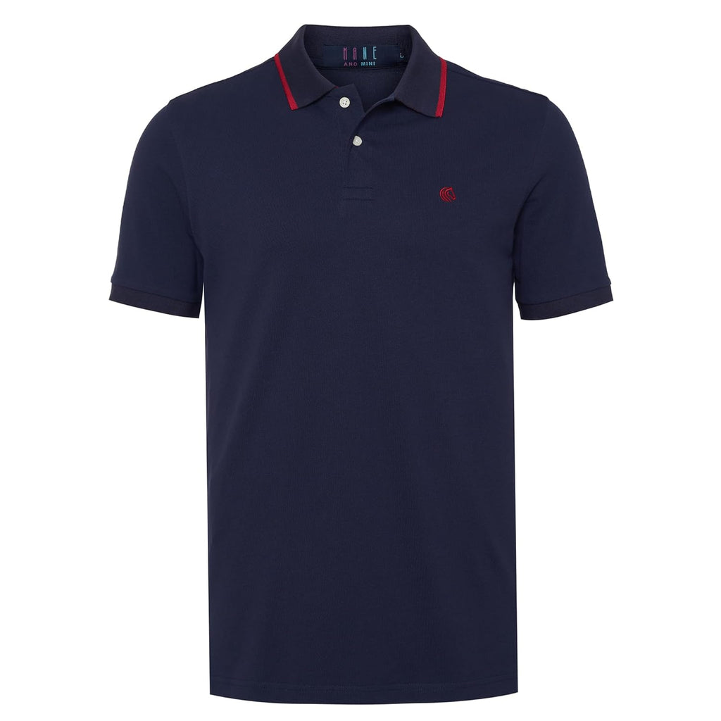 Mens Cotton Regular Fit Stretch Pique Solid Polo Shirt- CLASSIC NAVY