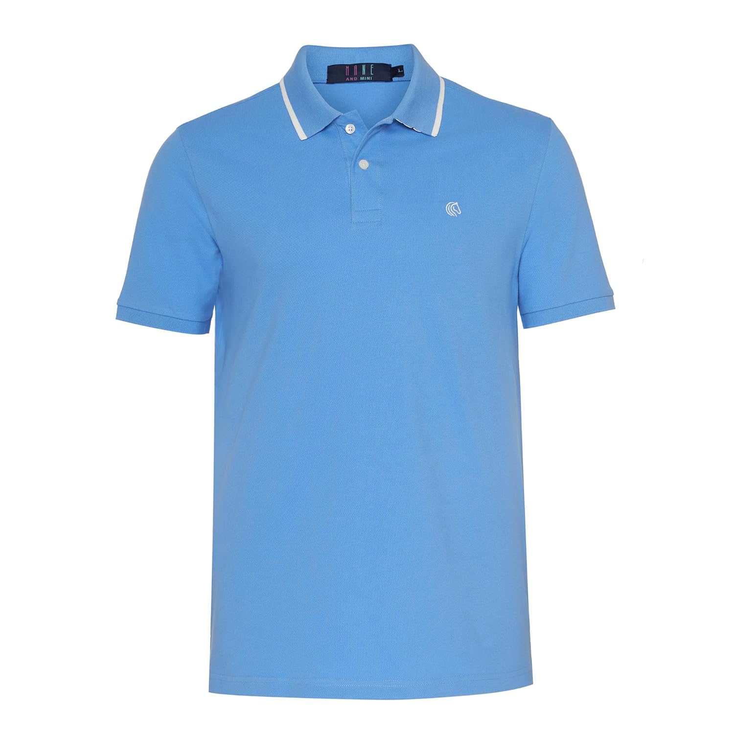 Mens Cotton Regular Fit Stretch Pique Solid Polo Shirt- LIGHT BLUE
