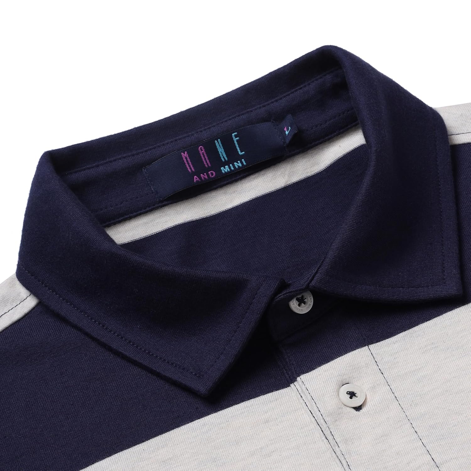 Regular Fit Men’s Polo T Shirt- OATMEAL MELANGE AND CLASSIC NAVY