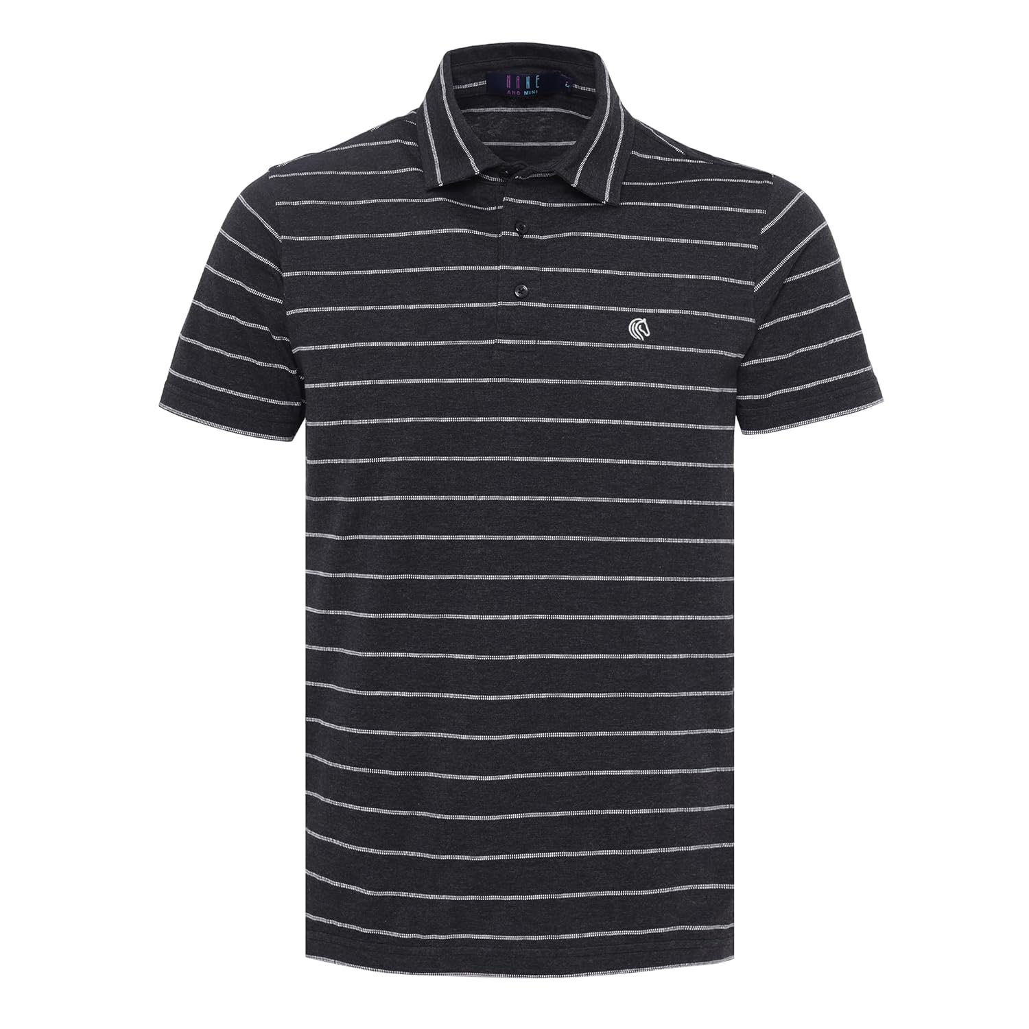 Men’s Regular Fit Jacquard Polo Shirt with Self Collar-DARK GREY MELANGE