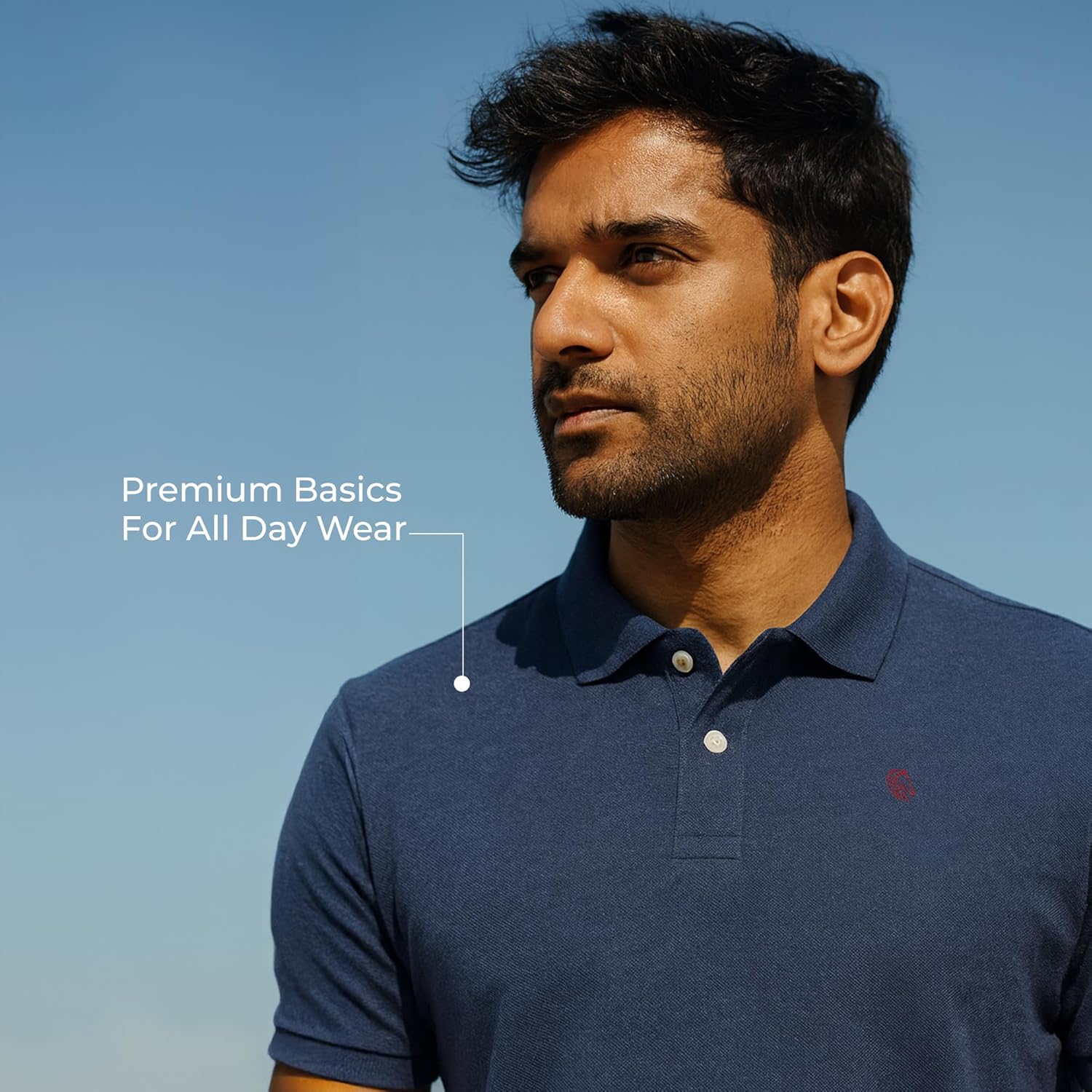Men's Regular Fit Interlock Polo Shirt- INDIGO MELANGE