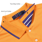 Mens Cotton Regular Fit Stretch Pique Solid Polo Shirt- ORANGE