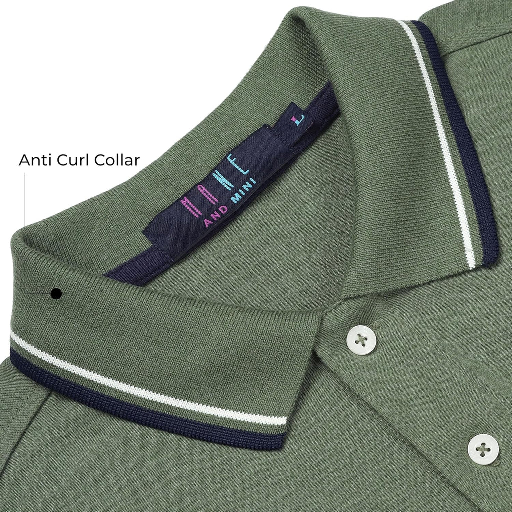 Men's Cotton Polyester Regular Fit Interlock Polo Shirt-OLIVE MELANGE