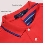 Mens Cotton Regular Fit Stretch Pique Solid Polo Shirt-POPPY RED