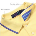 Mens Cotton Regular Fit Stretch Pique Solid Polo Shirt- LEMON YELLOW