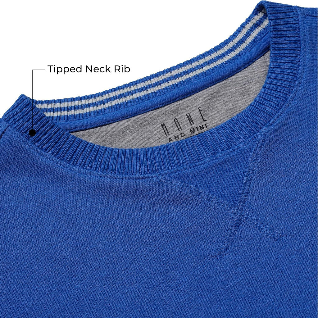 Men’s Solid Fleece Crew Neck Sweatshirt- OLYMPIAN BLUE