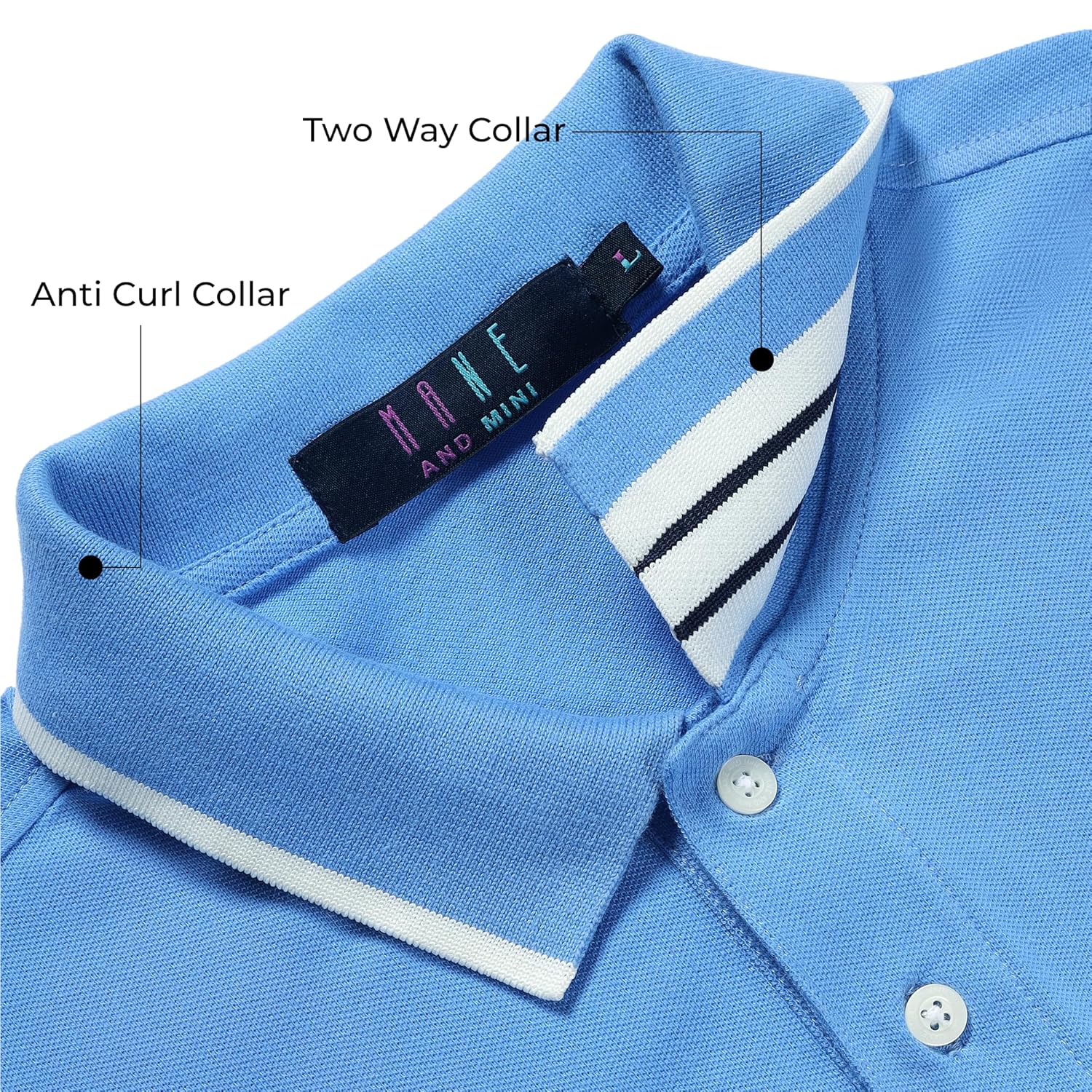 Mens Cotton Regular Fit Stretch Pique Solid Polo Shirt- LIGHT BLUE