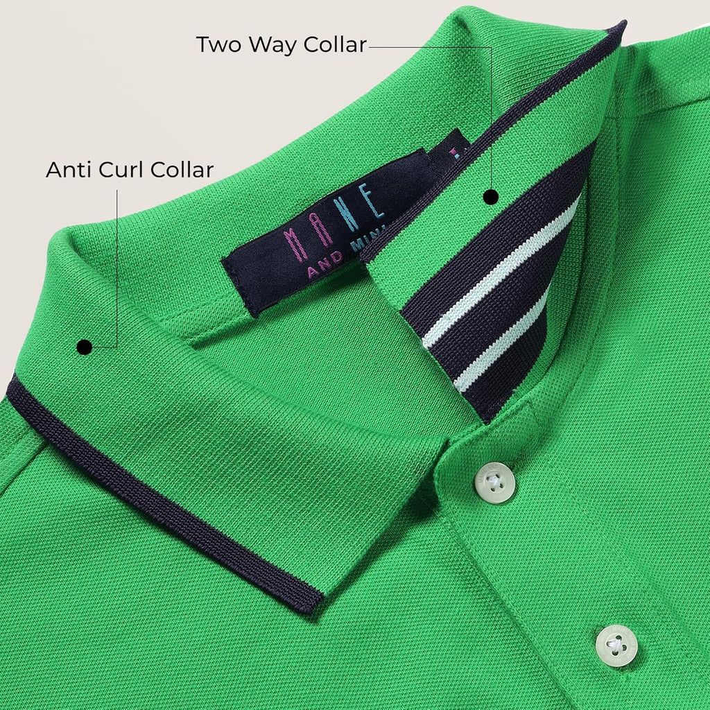 Mens Cotton Regular Fit Stretch Pique Solid Polo Shirt-PARROT GREEN