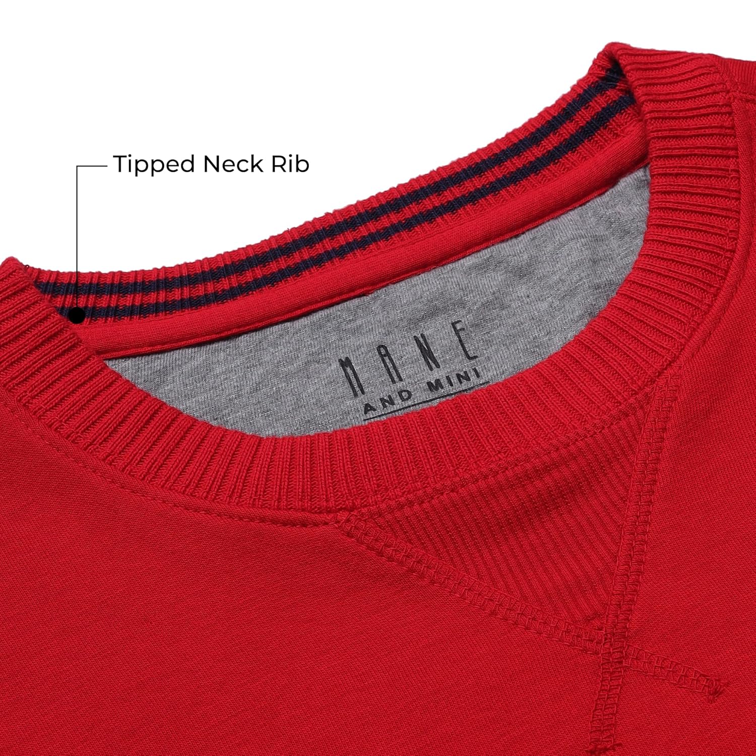 Men’s Solid Fleece Crew Neck Sweatshirt-RED