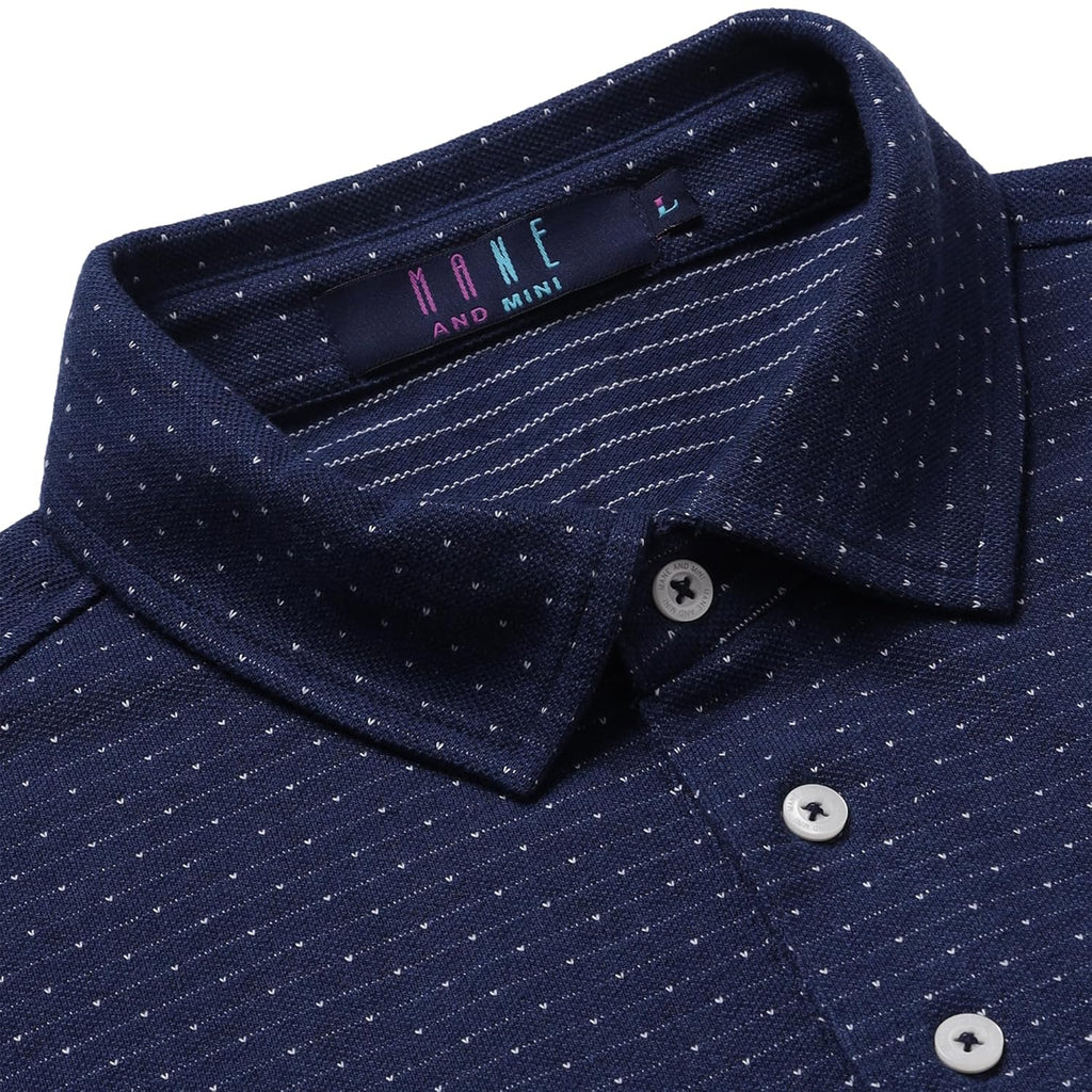 Men’s Regular Fit Jacquard Polo Shirt with Self Collar-INDIGO MELANGE