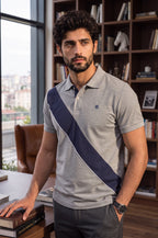 Men's Regular Fit Diagonal Striped Polo Shirt