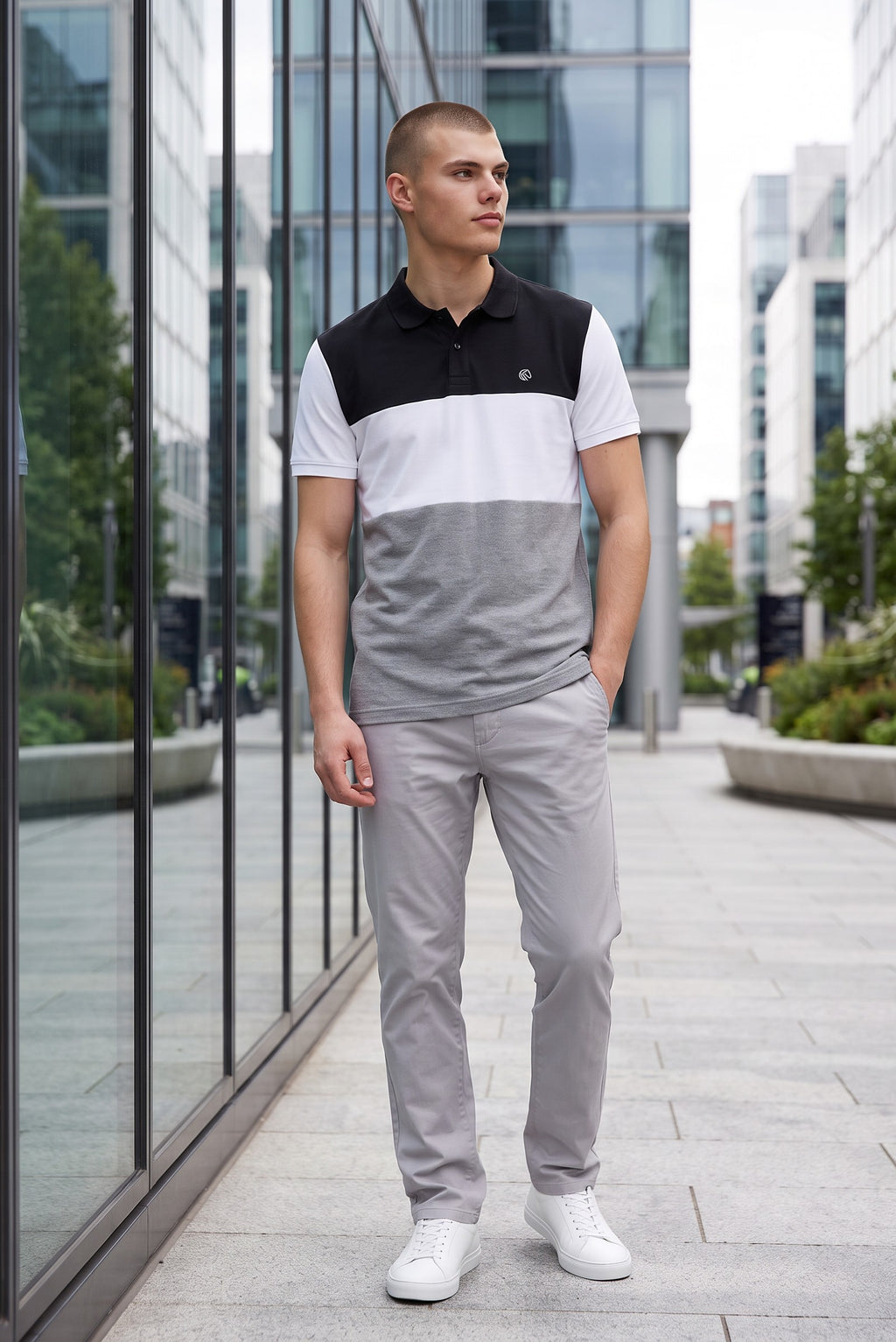 Men's Regular Fit Color-Block Polo Shirt