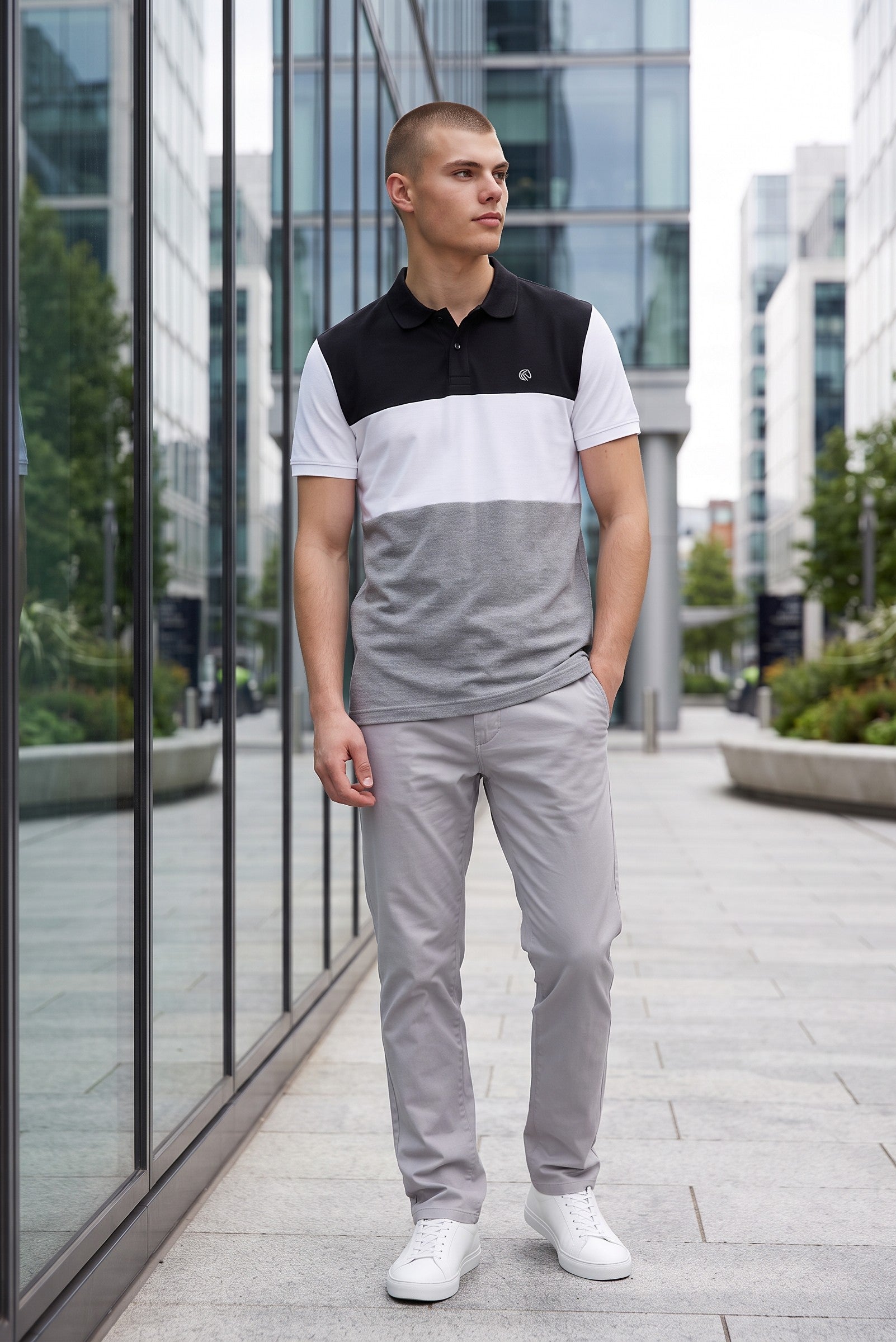 Men's Regular Fit Color-Block Polo Shirt