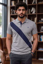 Men's Regular Fit Diagonal Striped Polo Shirt