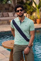 Men's Regular Fit Diagonal Striped Polo Shirt