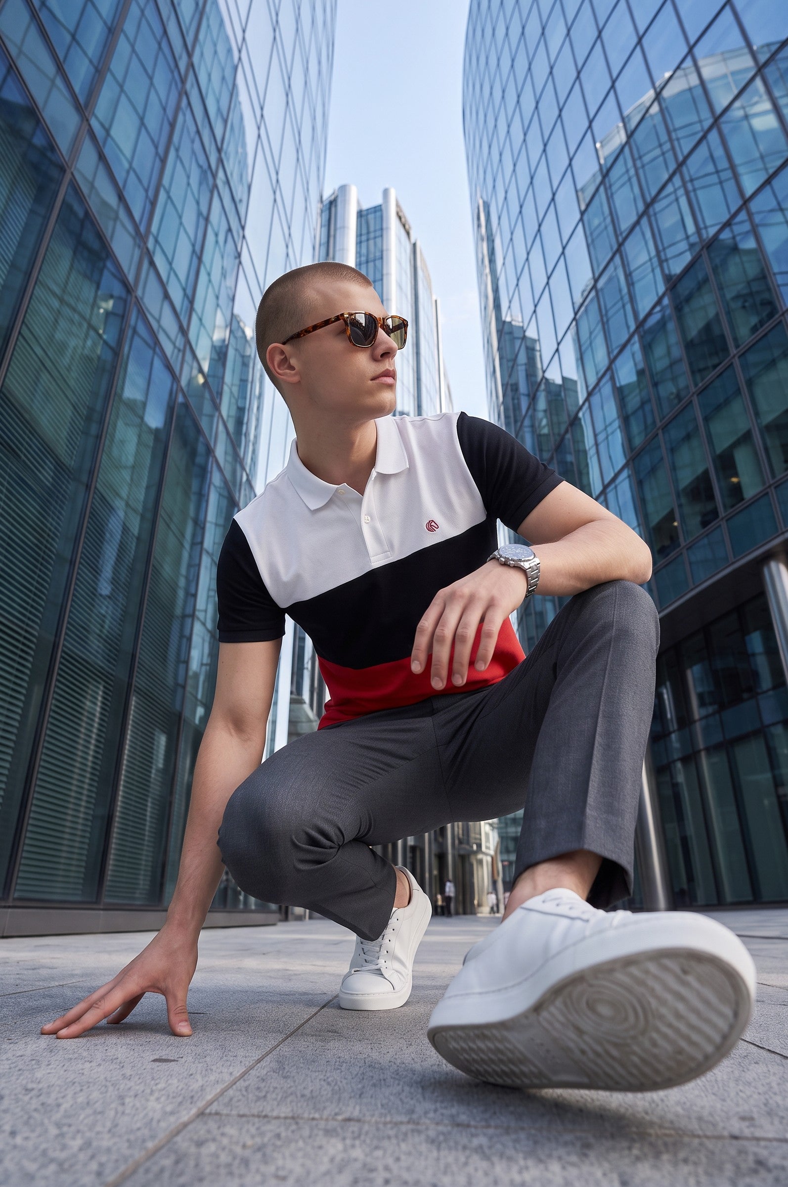 Men's Regular Fit Color-Block Polo Shirt