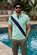 Men's Regular Fit Diagonal Striped Polo Shirt