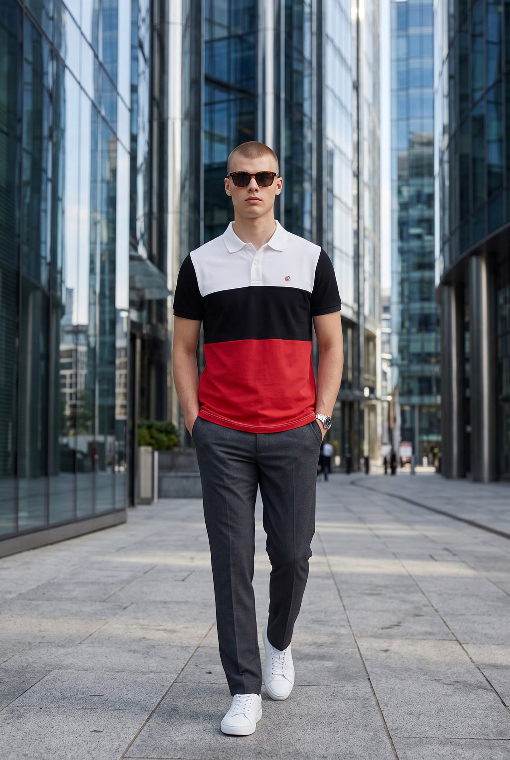 Men's Regular Fit Color-Block Polo Shirt
