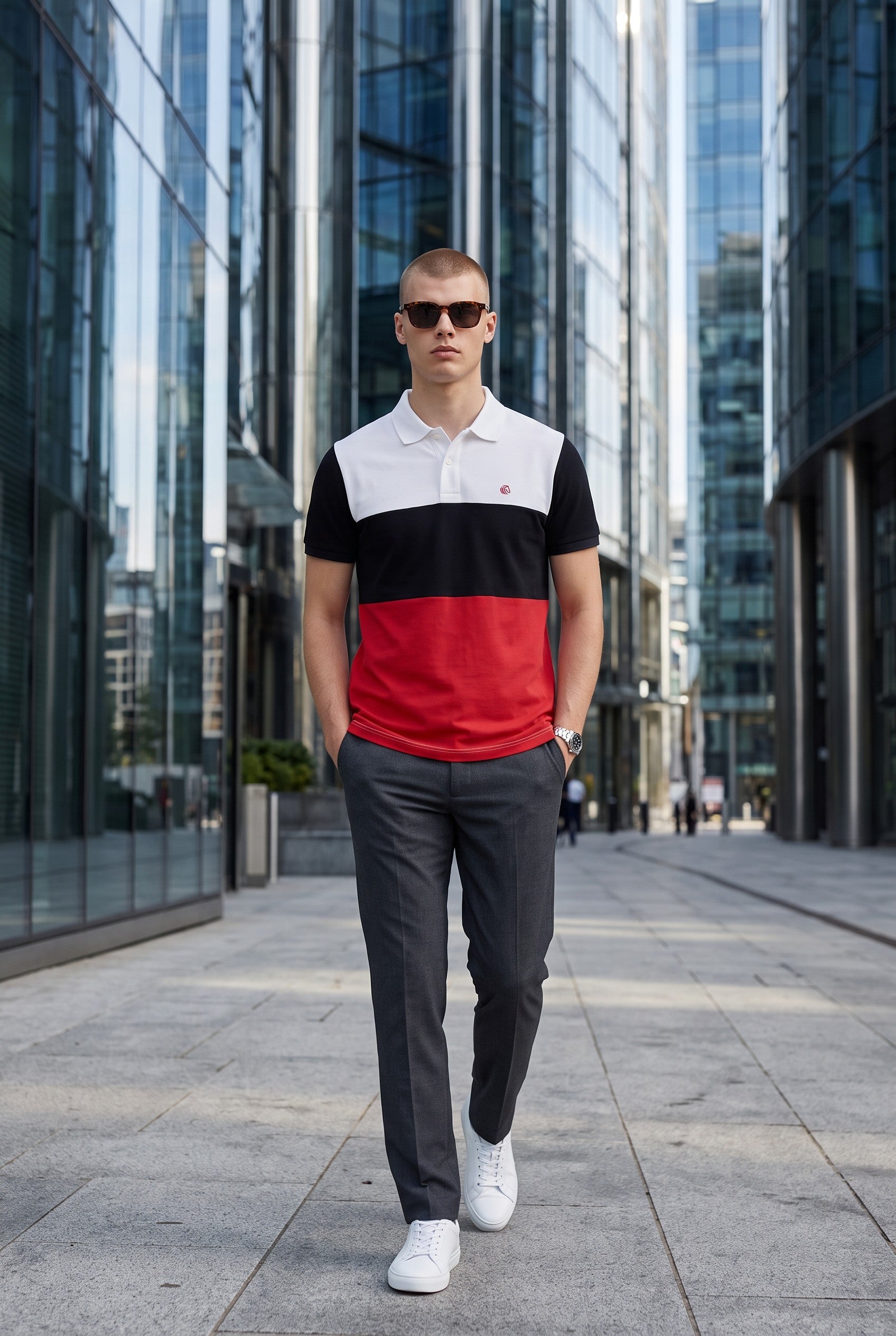 Men's Regular Fit Color-Block Polo Shirt