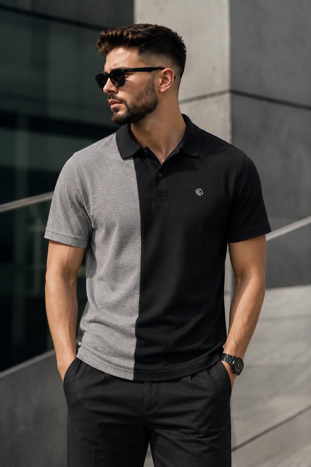 Men's Regular Fit Color-Block Polo Shirt