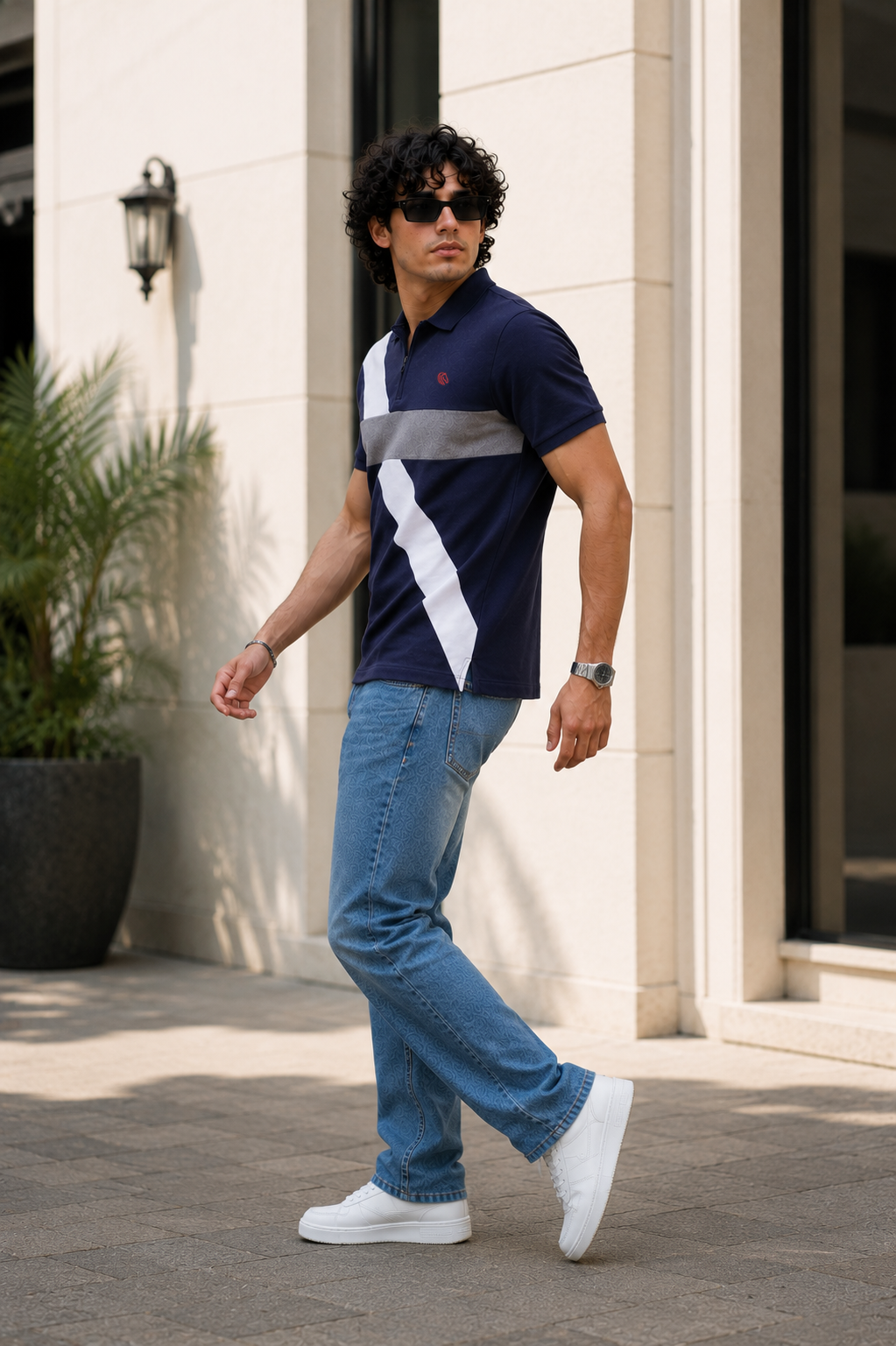 Men's Regular Fit Vertical Striped Polo Shirt