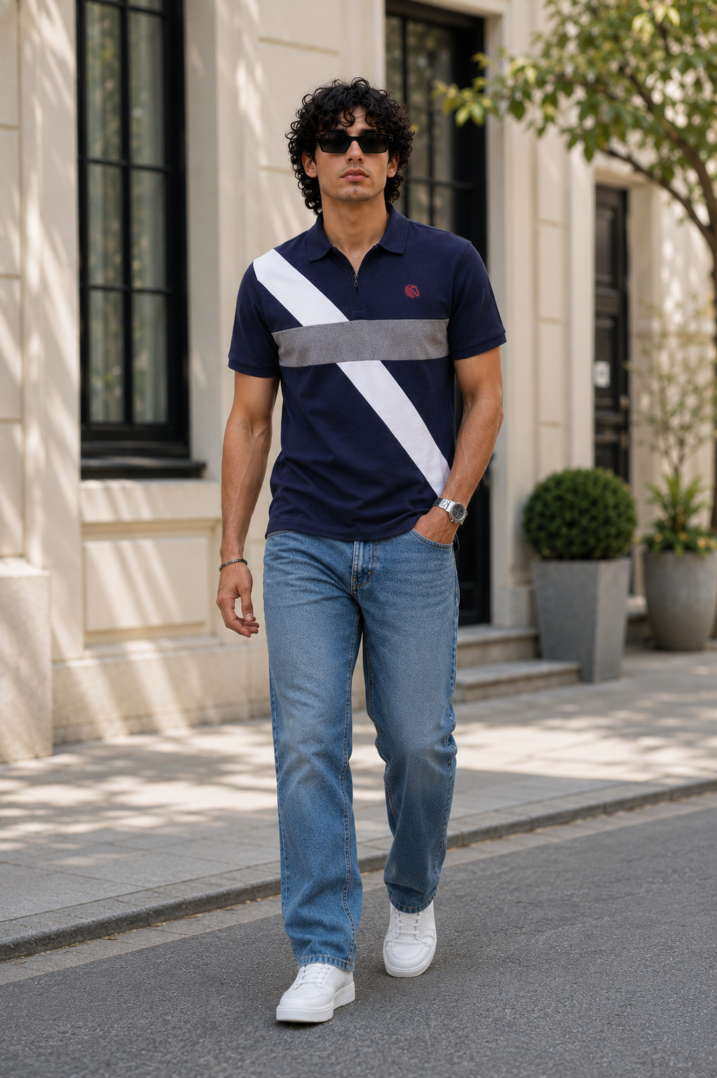 Men's Regular Fit Vertical Striped Polo Shirt