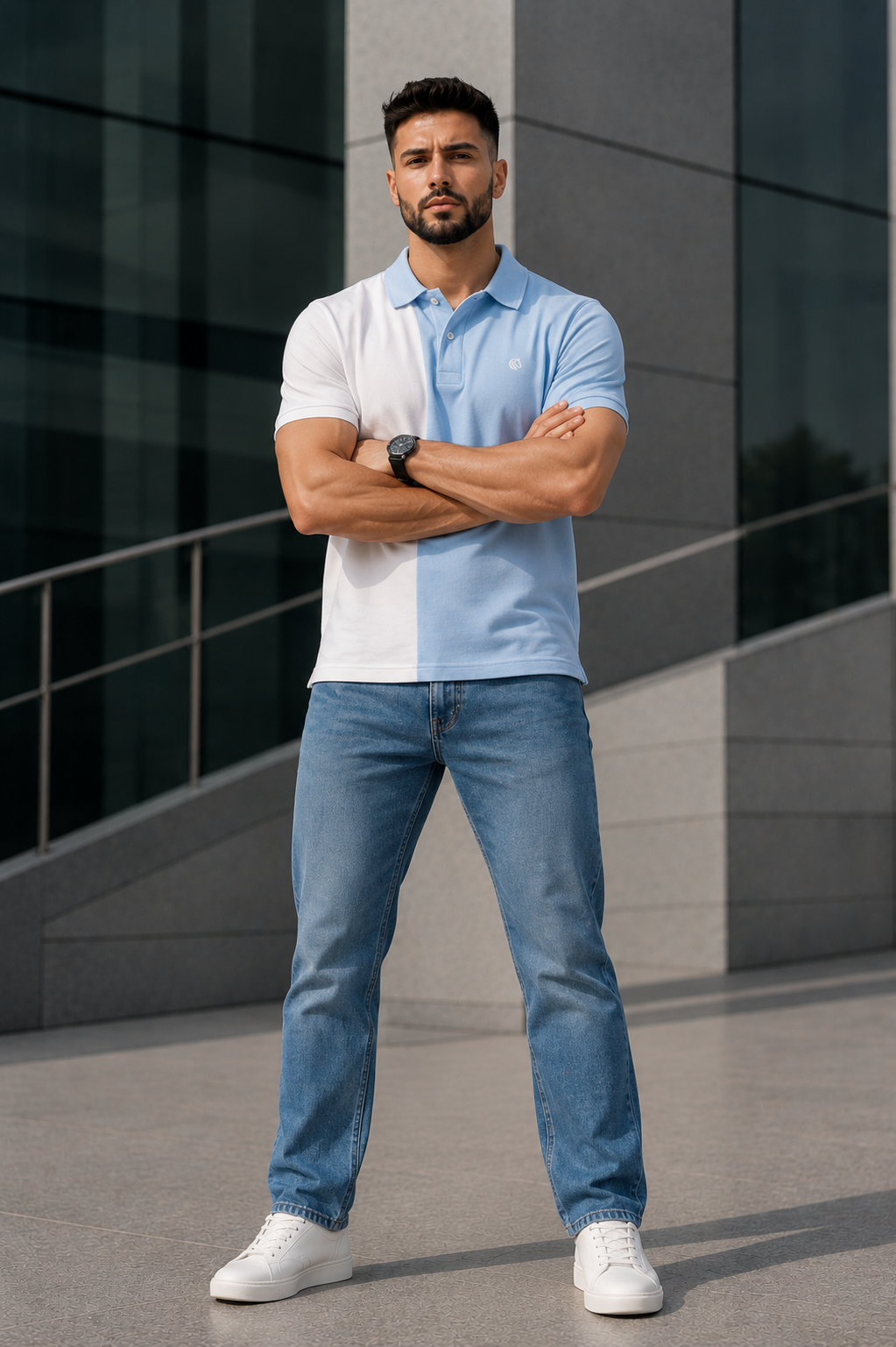 Men's Regular Fit Color-Block Polo Shirt