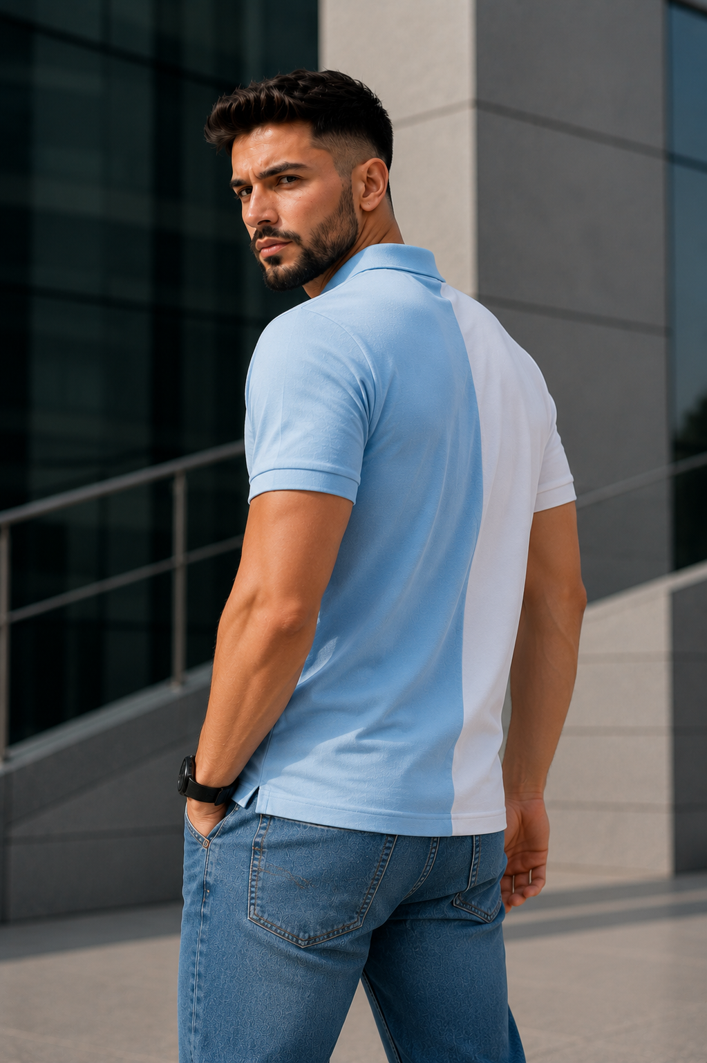 Men's Regular Fit Color-Block Polo Shirt