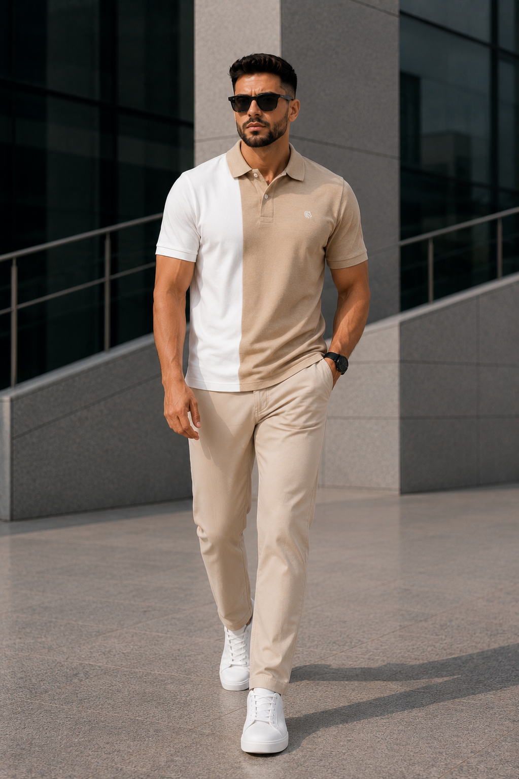 Men's Regular Fit Color-Block Polo Shirt