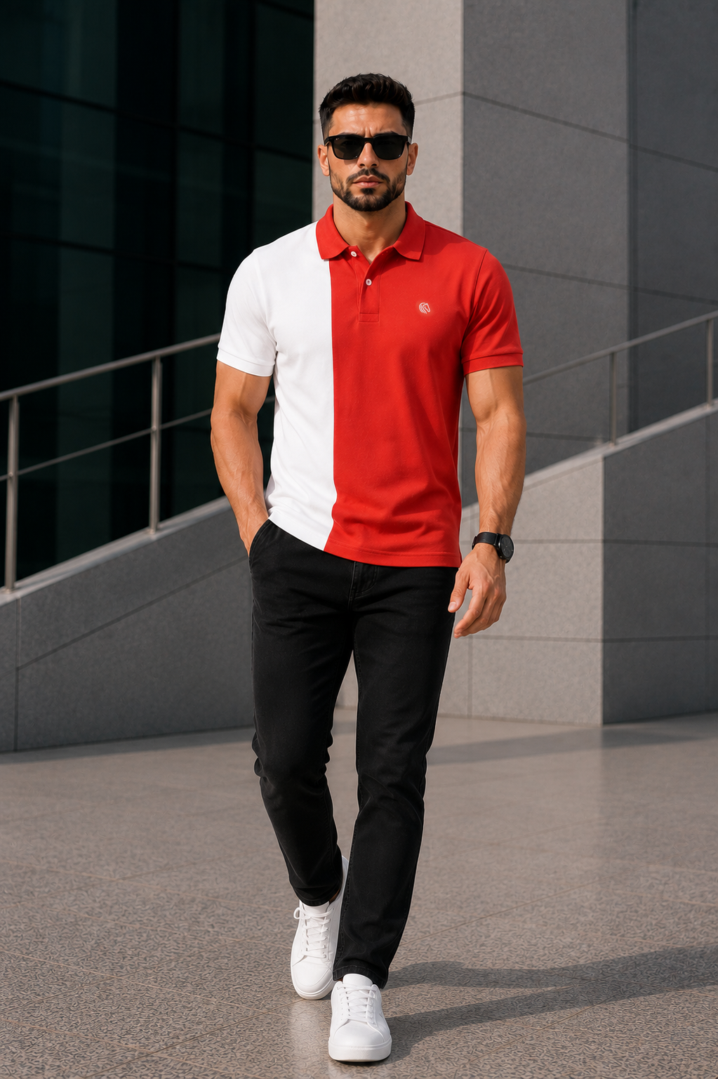 Men's Regular Fit Color-Block Polo Shirt