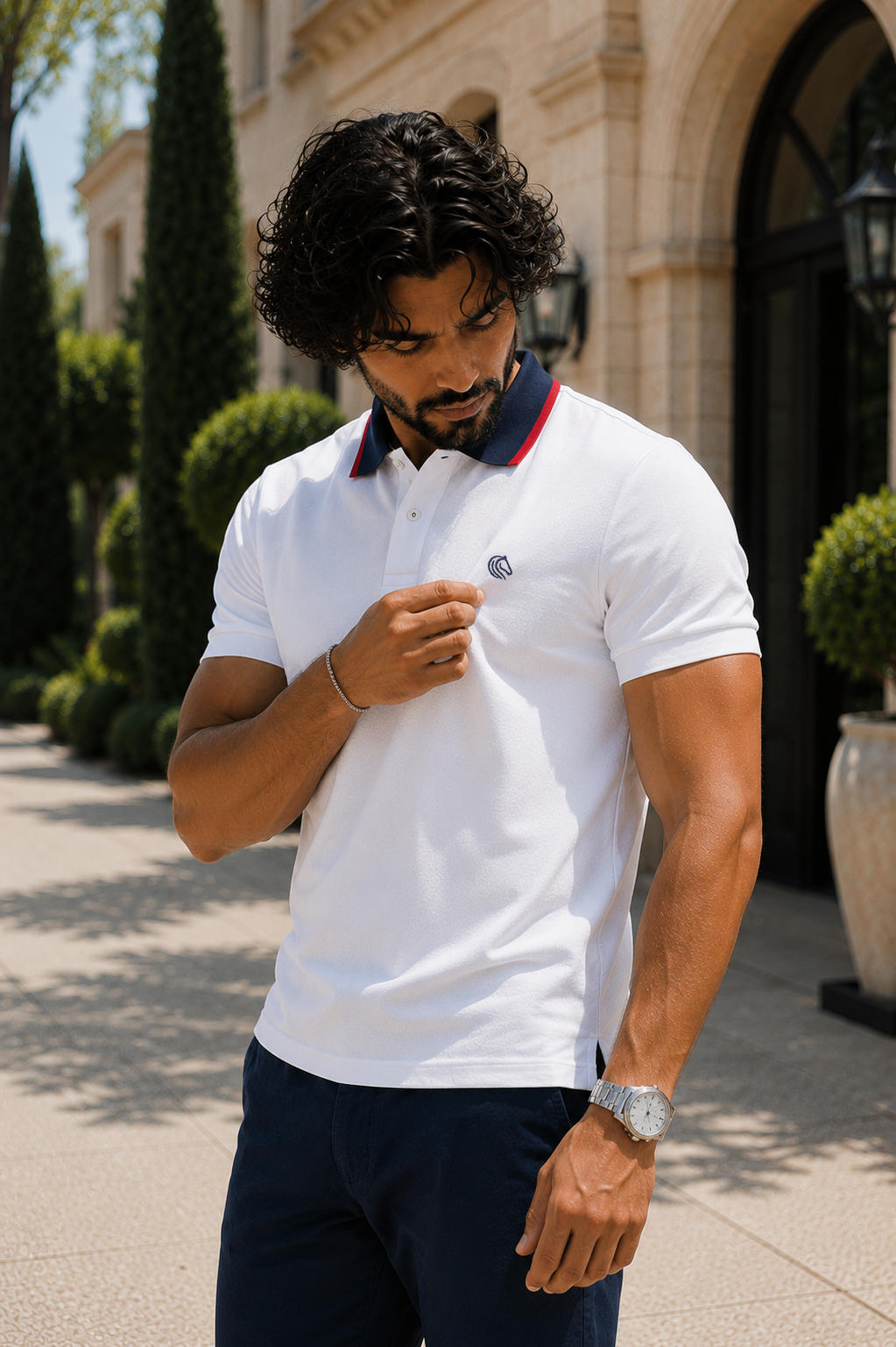Men's Solid Polo Shirt - White